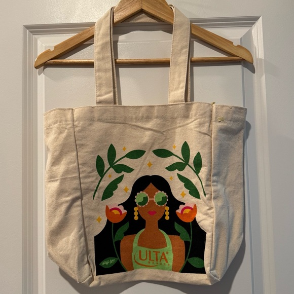 Ulta Beauty Handbags - Ulta Beauty Cream Tote with Vibrant Design